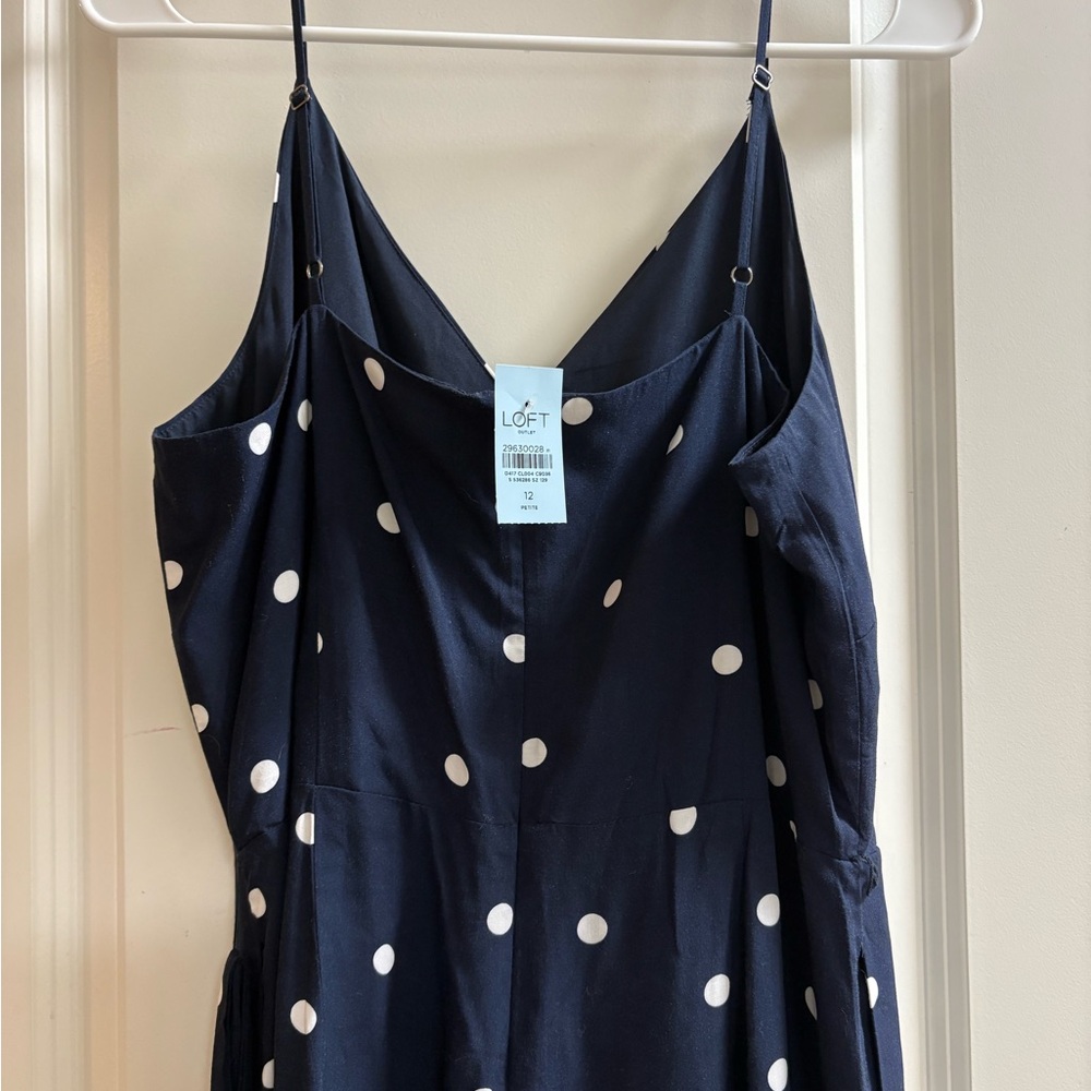 LOFT Dark Blue Jumpsuit with White Dots